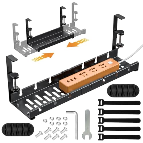 OFIFO® Under Desk Cable Organizer Cable Organizer Rack, Retractable 28.5-55 cm Adjustable Metal Tray, Adjustable Under Desk Cable Organizer Holder for Power Extention, Power Cord, Network Cable OFIFO® Under Desk Cable Organizer Cable Organizer Rack, Retractable 28.5-55 cm Adjustable Metal Tray, Adjustable Under Desk Cable Organizer Holder for Power Extention, Power Cord, Network Cable